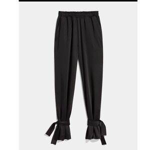 GSTQ women satin ribbon pant tie ankle